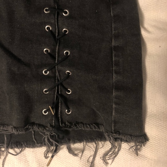Lace Up Denim Skirt - Picture 4 of 5